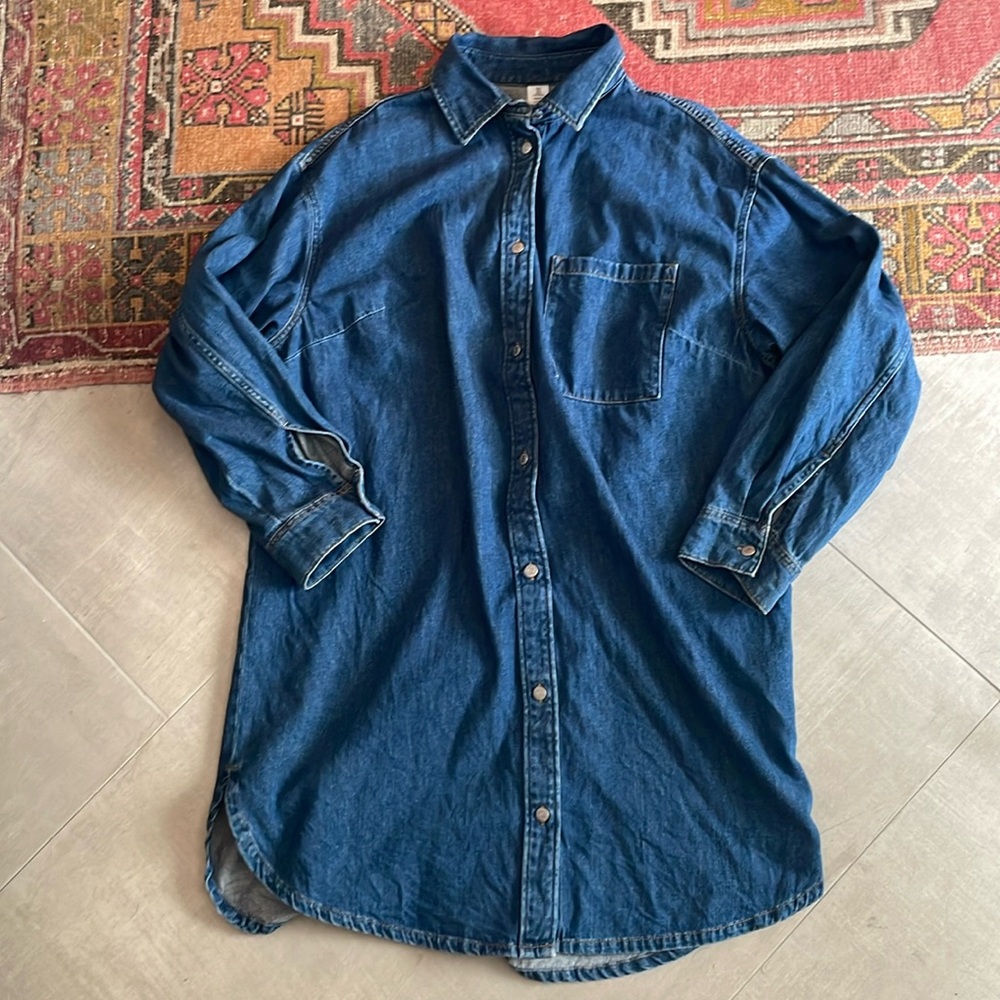 H&M Oversized Denim Shirt Dress-Size medium